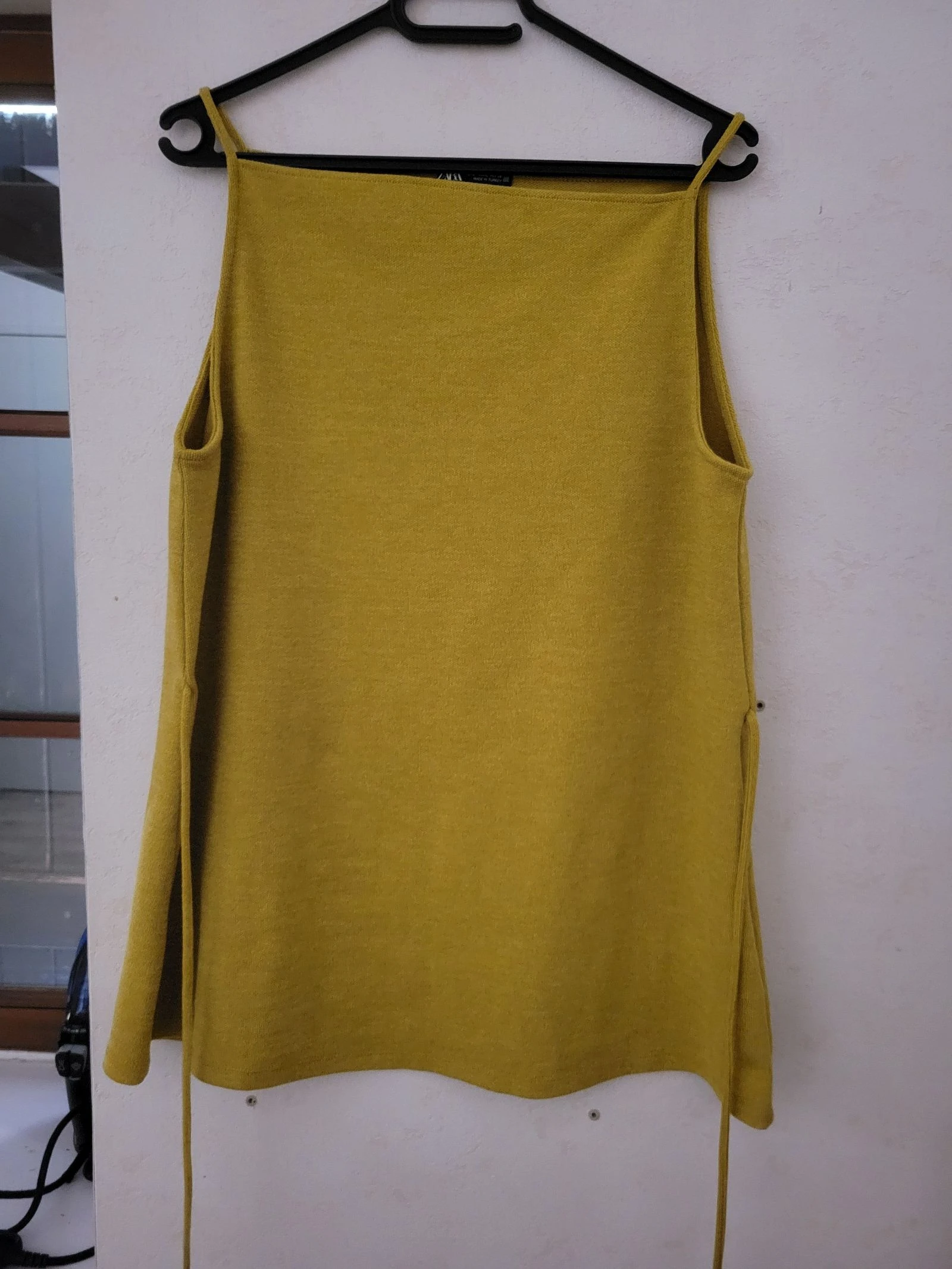 Haut en maille fine a nouer jaune moutarde zara t L